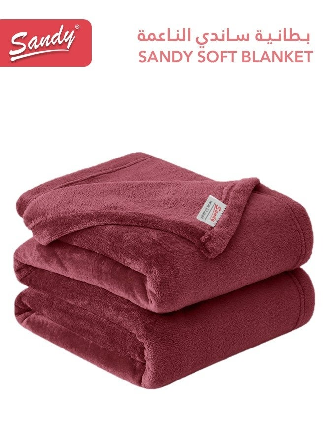 Sandy Lightweight Bedding Blanket, Size 220 x 170 cm, High Quality and Super Soft All Season Fleece Blanket, Optimal for Bed, Sofa, Couch and Home Decorations, Burgundy - Image 2